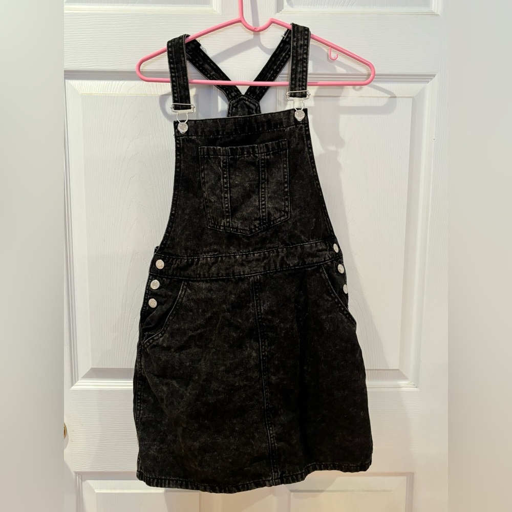 Denim Overall Dress, Black